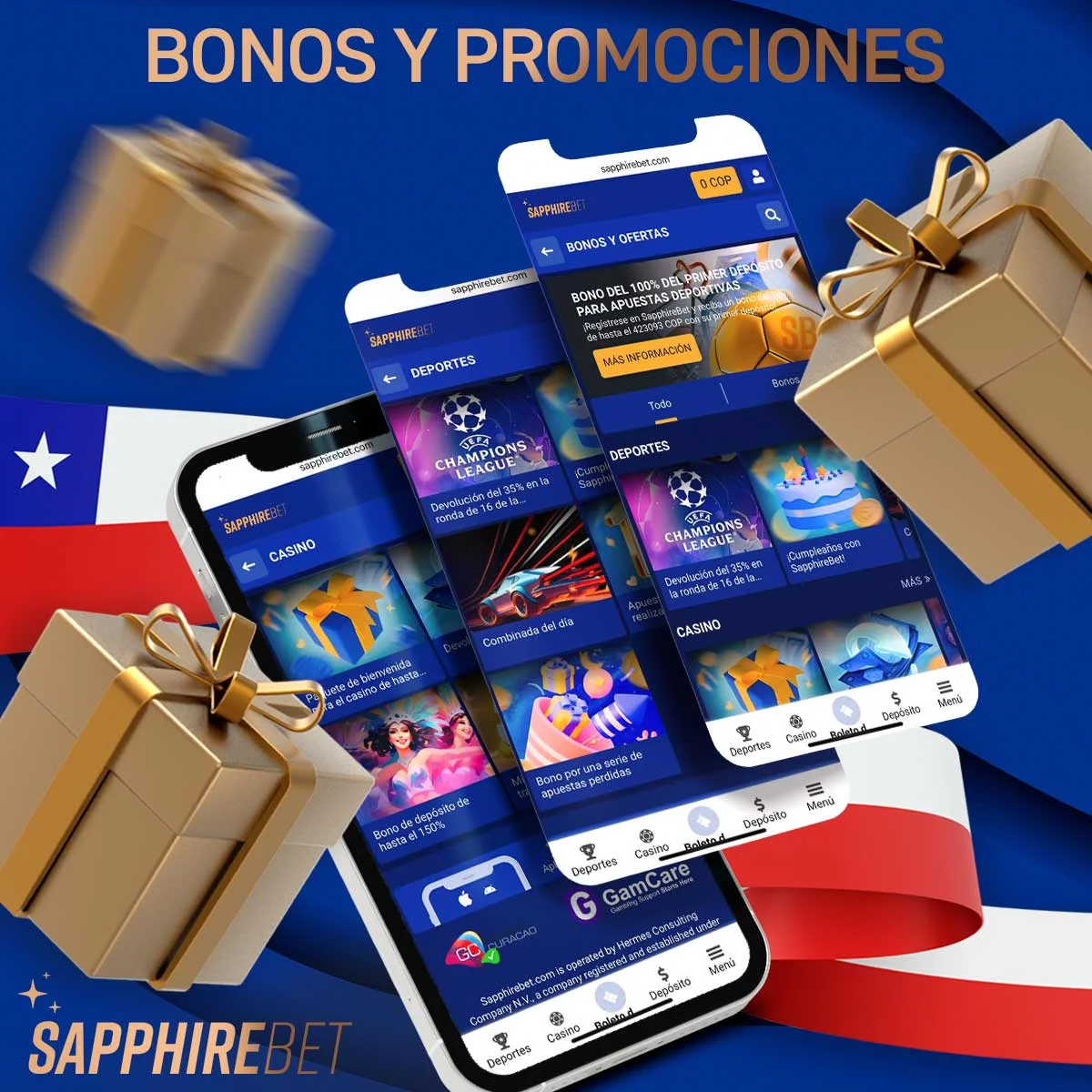 Todos los bonos y promociones en la casa de apuestas Sapphirebet en Chile