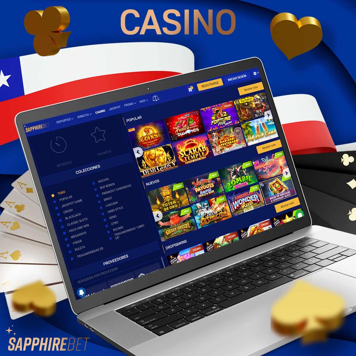 Todas las categorías de casino de la plataforma Sapphirebet