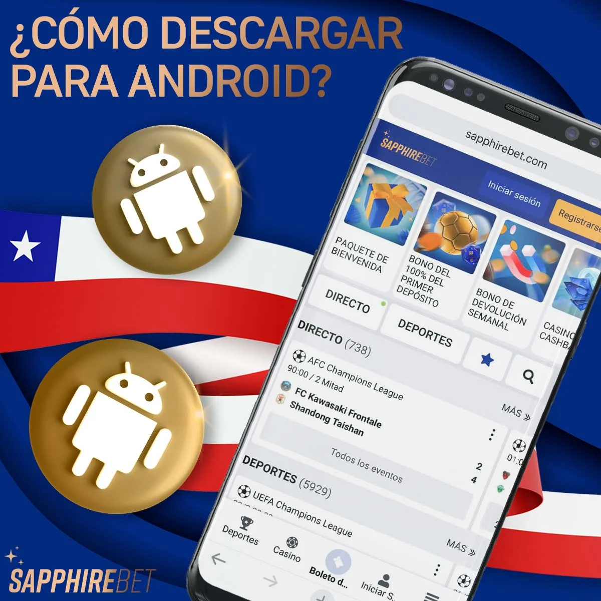 Interfaz de Sapphirebet app android
