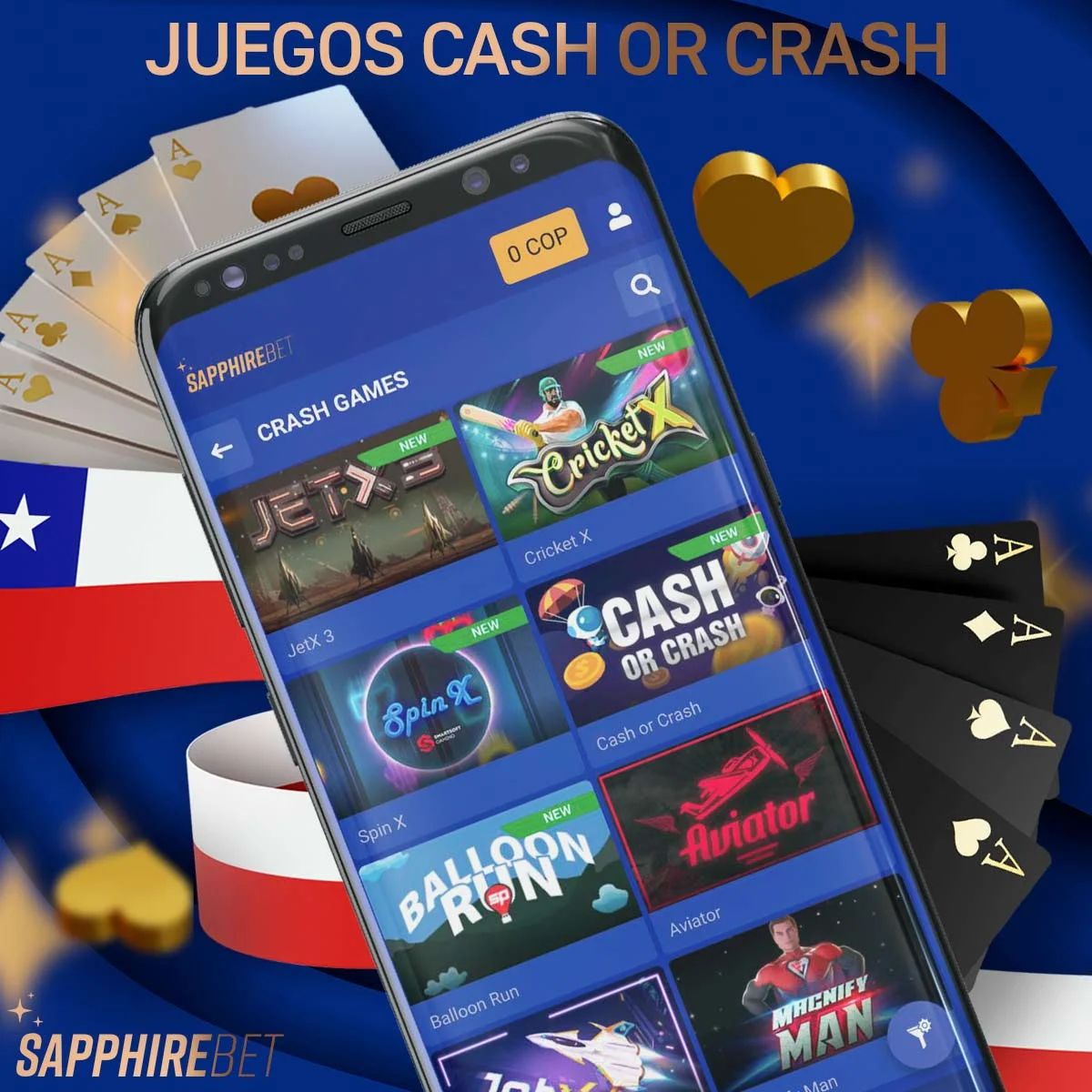 Juegos Cash or Crash en Sapphirebet casino en línea en Chile