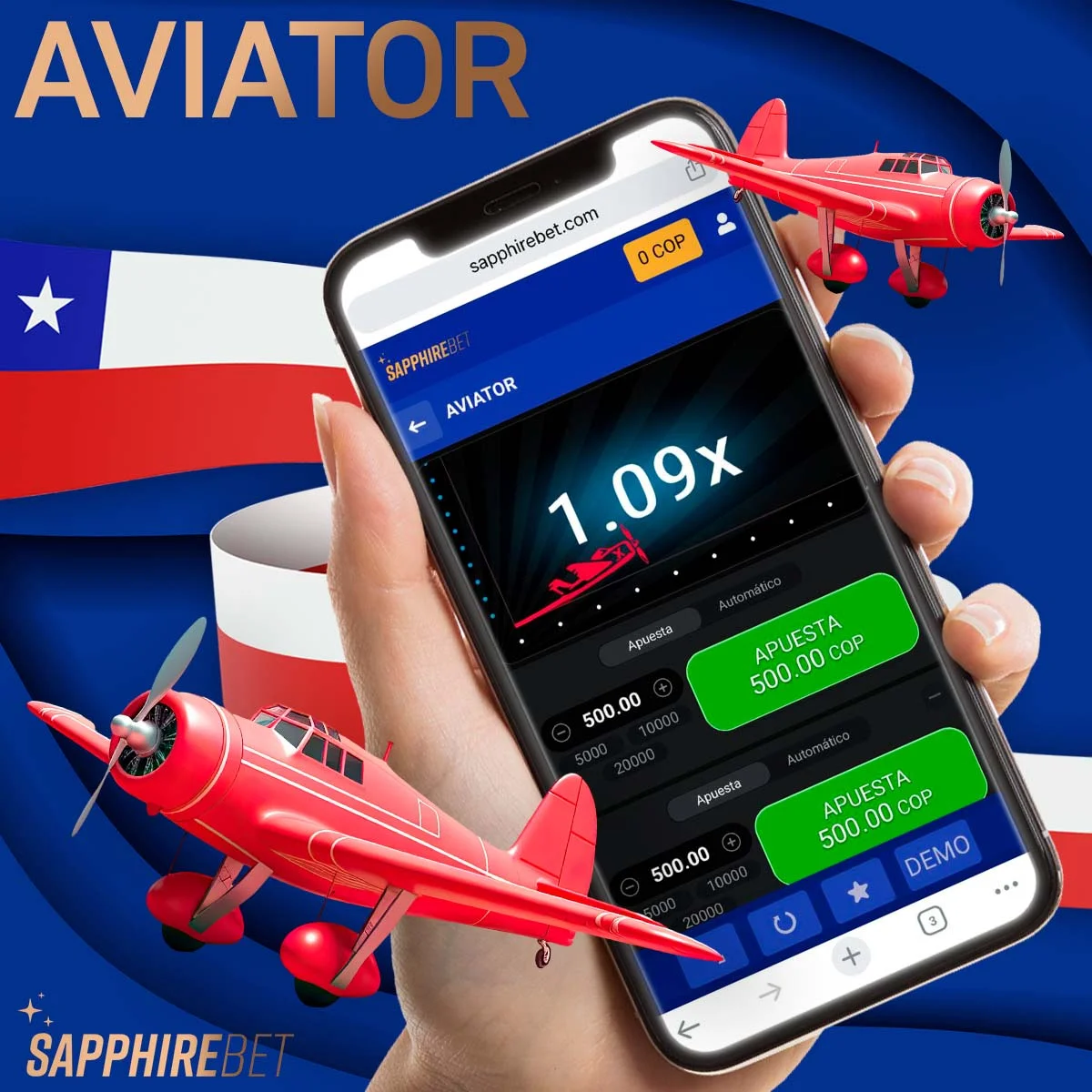 Reseña del popular juego Aviator en Sapphirebet en Chile