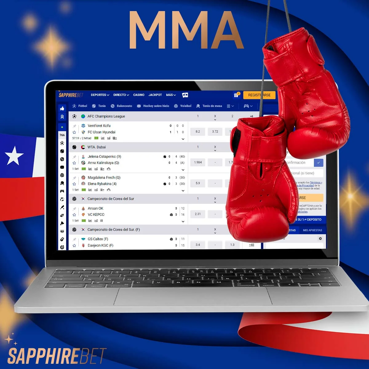 ¿Qué tipos de apuestas de MMA hay disponibles en Sapphirebet Chile?