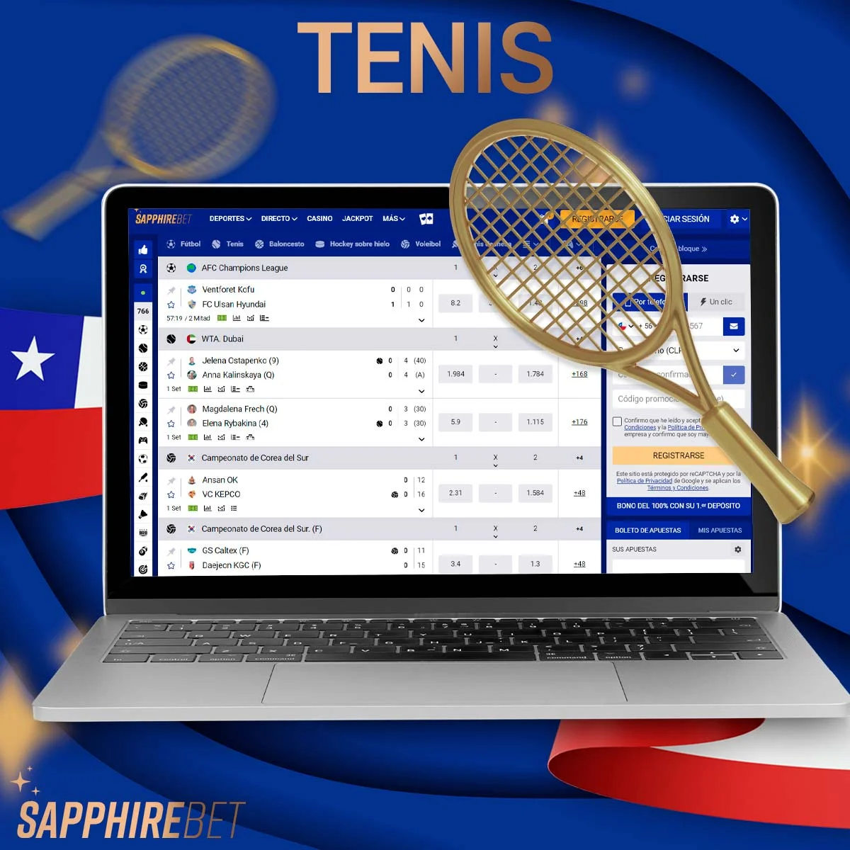 ¿Qué tipos de apuestas de tenis hay disponibles en Sapphirebet Chile?