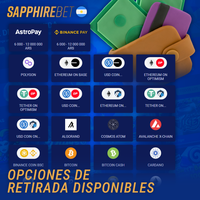 Todas las formas de retirar dinero de Sapphirebet en Argentina